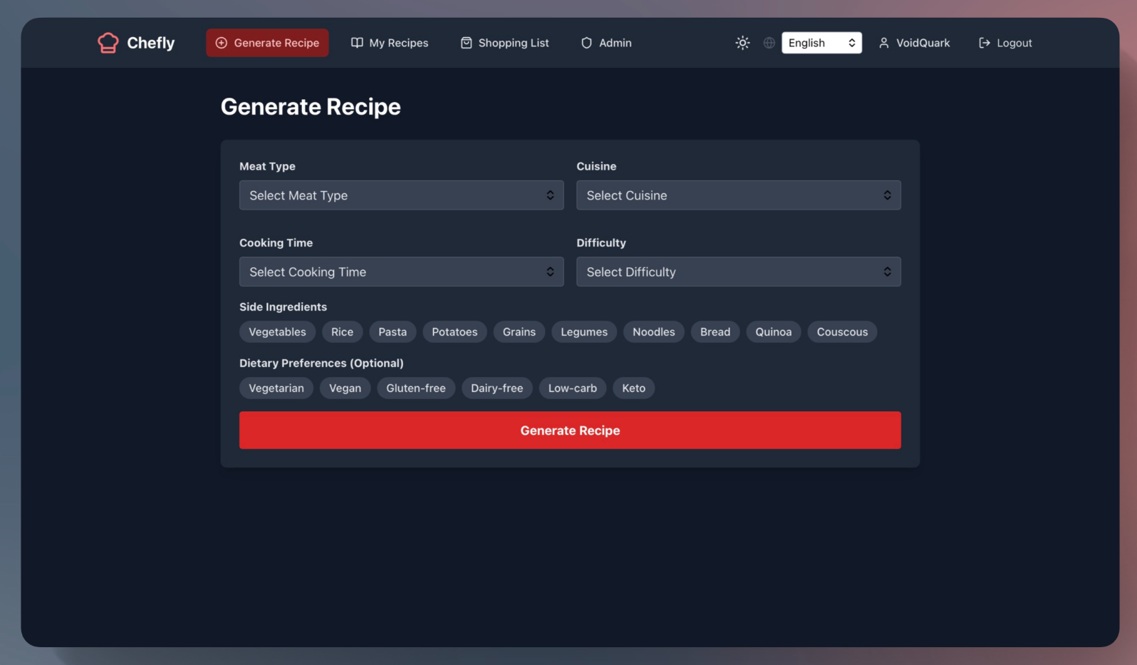 Chefly Generate Recipe